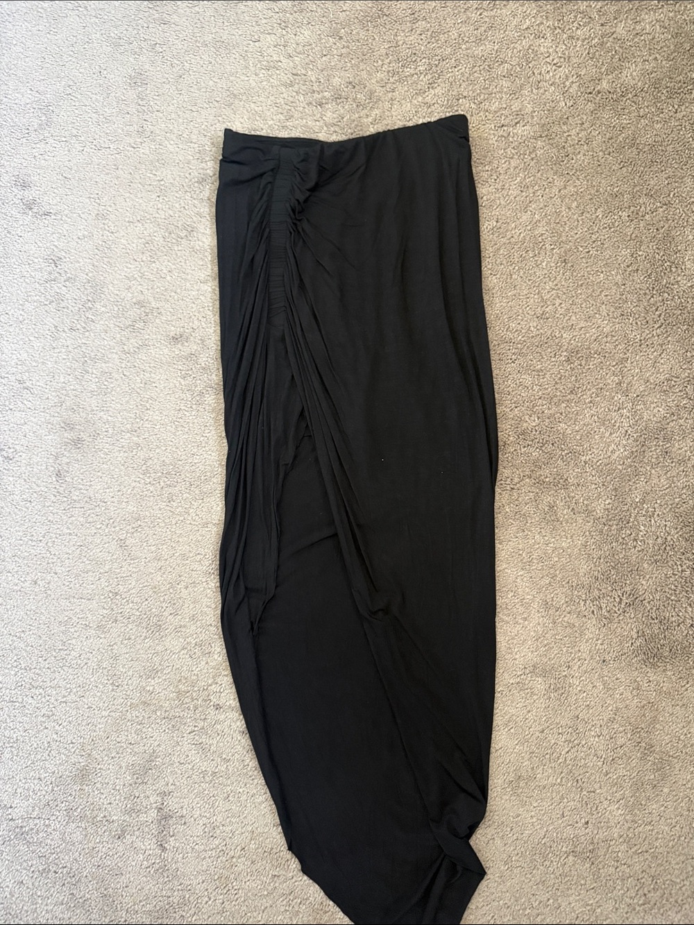 Ruched Wrap Maxi Skirt - Black